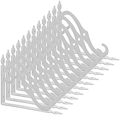 Acrux7 12 Pack Heavy Duty Decorative Shelf Brackets 9.4 X 7.5 inch with Screws White Metal Shelf Brackets - Shelf Suppor