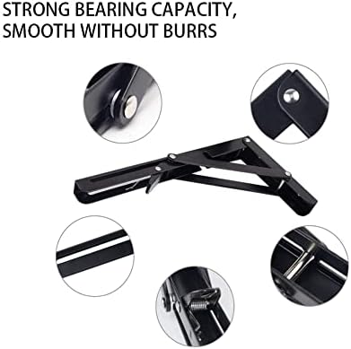 Black Folding Shelf Brackets Max. Load 220 lb, Heavy Duty DIY Wall Mounted Shelf Bracket Space Saving for Table Work Ben