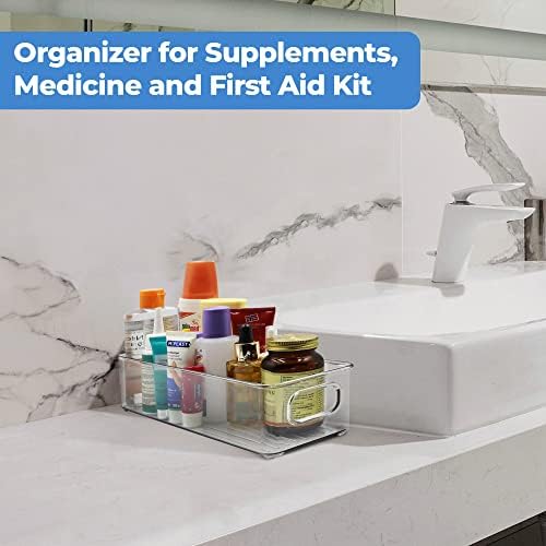 Emagoods Clear Storage Bins with Handles - Stackable Closet Organizers Pantry Organization BPA Free Fridge Organizer Set