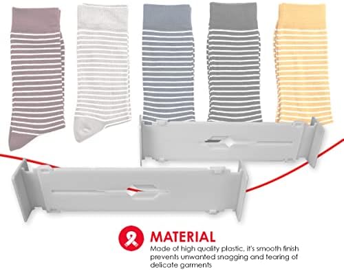 Home Basics 2 Piece Plastic Adjustable Drawer Dividers, White (2) | Organize Any Drawer | Great for Crafts, Accessories 