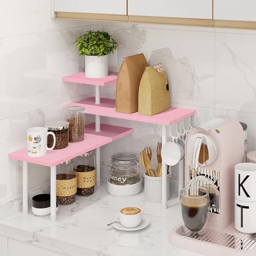 Homode 3-Tier Counter Organizer Shelf for Bathroom, Corner Shelf for Countertop, Over Sink, Make Up, Dresser Table, Desk