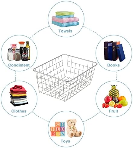 JUNCHU CHERRY Wire Kitchen Storage Basket 4 Packs,Perfect Pantry Organization Accessories Baskets,Laundry Basket,Counter