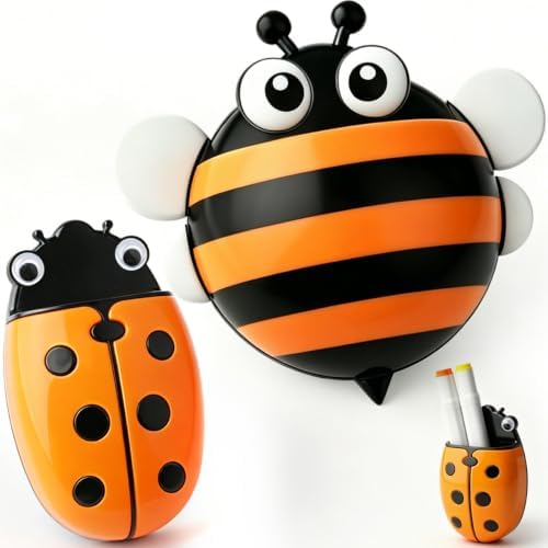 KITANIS Cute Magnetic Pen Holder,2 Pack Magnetic Dry Erase Marker Holder,Magnet Storage Marker Pen Pencil Organizer for Refrigerator,Whiteboard,Locker Accessories