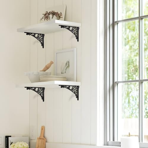 Khtumeware Shelf Bracket 8 Inch, Decorative Brackets for Shelving, Heavy Duty Vintage Ornate Shelf Bracket, Hardware Inc