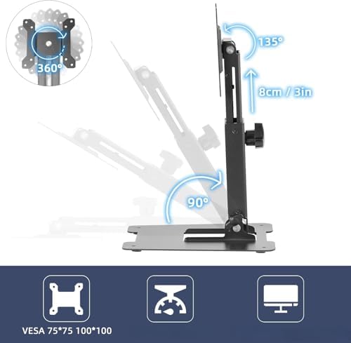 WEARSON Folding Monitor Stand - Height Adjustable Vesa Monitor Stand, Tilt, Rotation Free Standing Low Profile Desk Moun