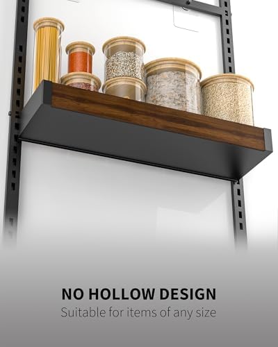 Moforoco Wood 9-Tier Over The Door Pantry Organizer, Wooden Pantry Organization and Storage, Black Hanging Basket Wall S