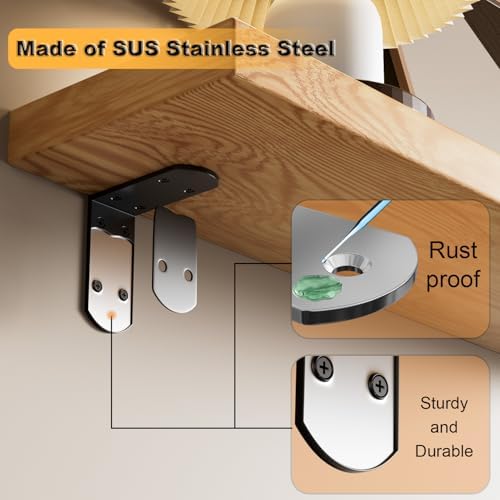 Alise Black 4 Pcs L Brackets, Small Corner Brackets for Wood Furniture