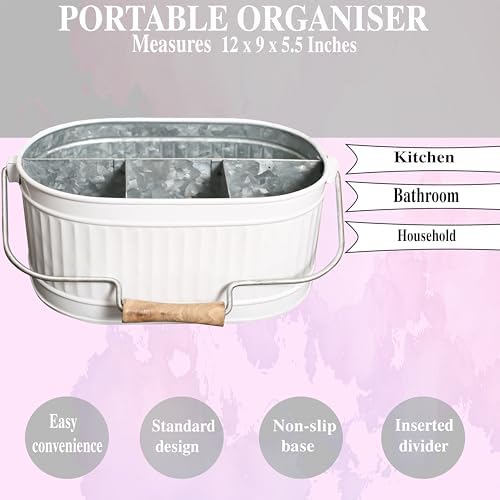 Alpha Living Home Silverware Caddy White Heavy Duty Alloy Utensil Organizer