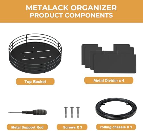 Snack Organizer - Versatile Snack Storage, Lazy Susan with Convenient Grab-and-Go Design, Metal Snack Holder for Home, O