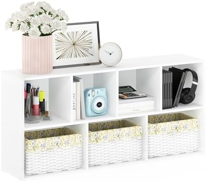 Furinno LUDER Book Shelf, 7-Cube Bookshelf, Bookcase with Open Shelves, 9.4 x 19.5 x 41.7, Easy Assembly, for Living Roo