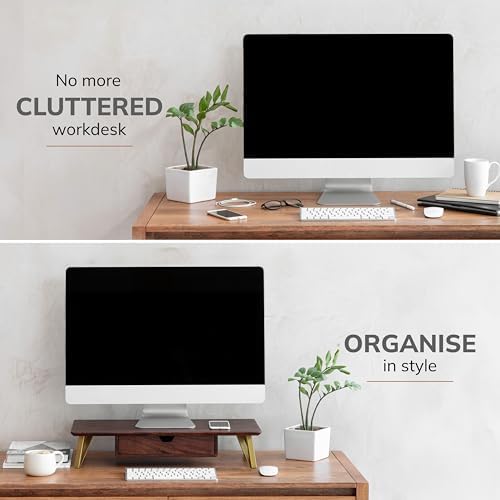 Anji Mountain Monitor Stand for Desk - Desktop Organizer & Laptop Riser, Ergonomic Monitor Riser, Space-Saving, Durable,