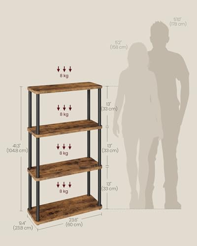VASAGLE 4-Tier Shelf, Storage Shelves, Bookcase with Shelves, Living Room