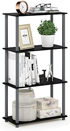 Furinno TURN-N-TUBE Storage Shelves, 4-Tier Toolless Book Shelf, Corner Shelf, Toolless Open Shelves, for Organization a