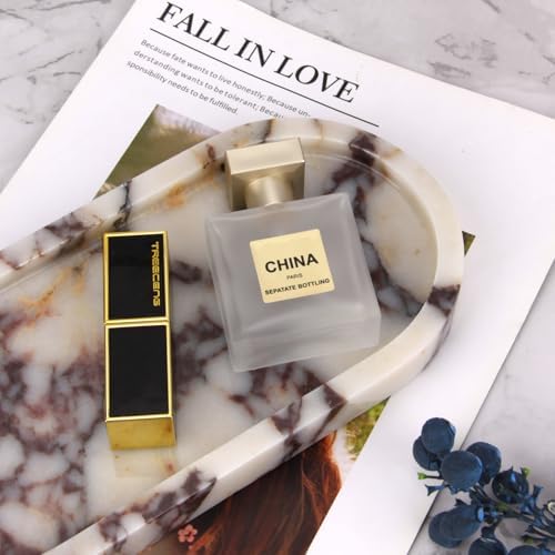 Oval Marble Bathroom Vanity Tray, Calacatta Viola, 10" x 5" x 0.6"