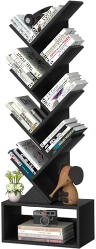 SHEEPAM 9-Tier Tree Bookshelf Floor Standing Narrow Space Storage Bookcase