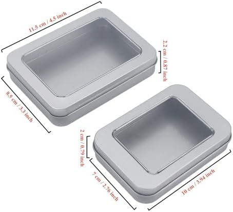 24 Pack Metal Storage Organizer Tins, Silver, Mixed Sizes