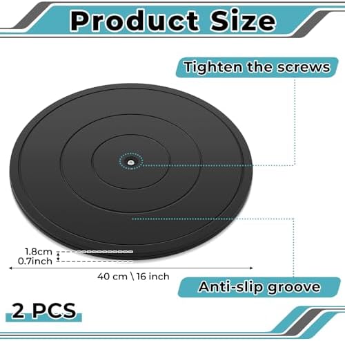 Beeveer 2 Pack 16 Inch Lazy Susan Turntable with Steel Ball Bearings