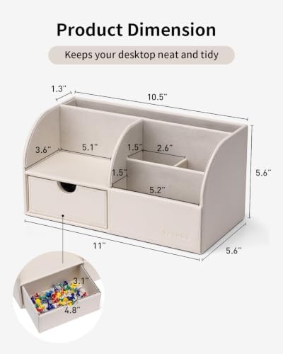 VLANDO PU Leather Desk Organizer with Drawer,6 Compartments