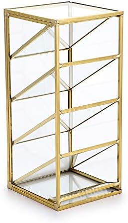Hipiwe Gold Makeup Brush Holder - 4 Slots Glass Pen Pencil Organizer