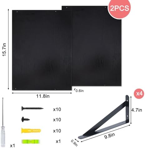 Fixwal 2pcs 11.8 in Deep Floating Shelves for Wall (Black, 15.7" L)