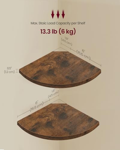 VASAGLE Floating Corner Shelves, Set of 2, 6 x 6 x 0.5 Inches