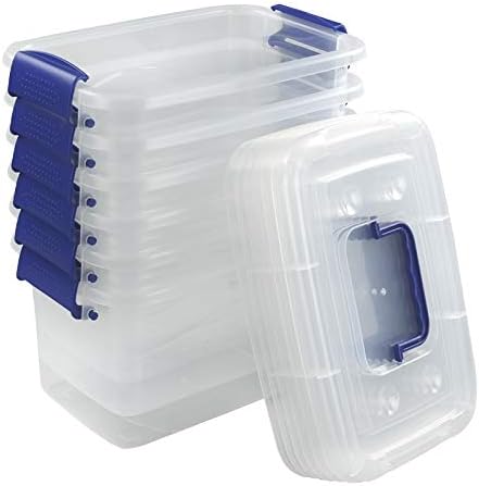 Small Plastic Storage Box with Lid, Clear Storage Box, Set of 6