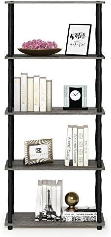 Furinno TURN-S-TUBE Storage Shelves, 5-Tier Book Shelf, Corner Shelf, Toolless Open Shelves, Classic Tubes, for Organiza