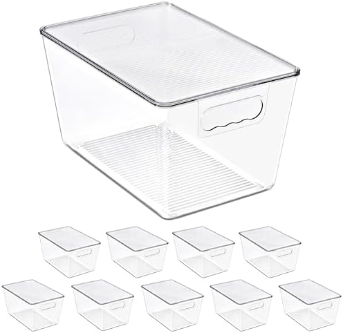 Sorbus Clear Storage Bins with Lids for Kitchen (Large, 10 Pack)