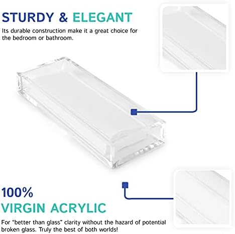 Huang Acrylic Clear Hand Towel Tray 11"x4" (10.5"x3.5" Internal) | for Bathrooms, Kitchens, Hosting, Picnics, Parties | 