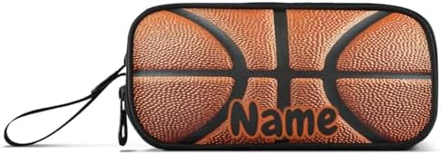 Custom Basketball Ball Skin Pencil Case Box Boys Girls Personalized Name Large Pencil Pouch Stationery Pen Bag Organizer for Kids Adults School Office