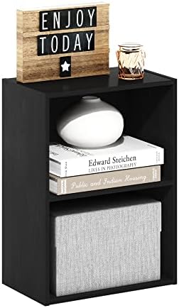 Furinno LUDER 2-Tier Book Shelf, Open Shelves Bookshelf, Blackwood