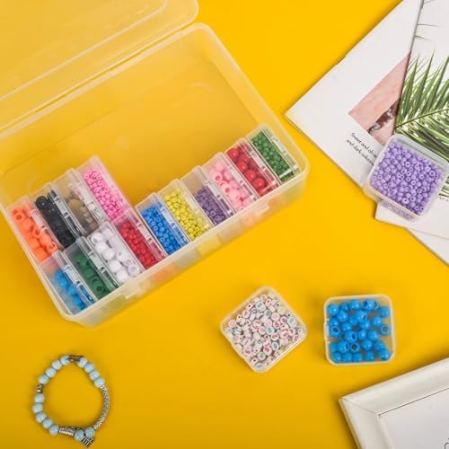 Bead Organizer Box, 60pcs Small Clear Plastic Storage Containers, Craft Storage Box Features Hinged Lid and Labels, Mini
