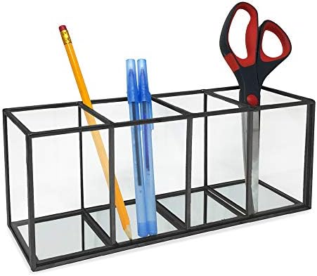 Isaac Jacobs 4-Compartment Organizer with Mirror Base - Black