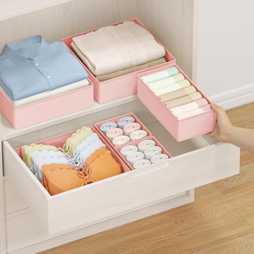 DIMJ Drawer Organizer Clothes Storage - 24 Pack Baby Dresser Organizer for Nursery, Small Fabric Closet Drawer Organizer