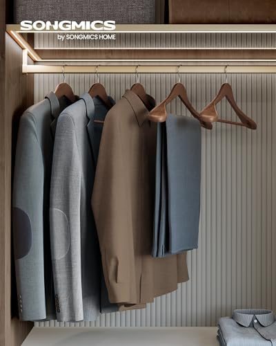 SONGMICS Wooden Suit Hangers 10 Pack, Extra-Wide Shoulder Clothes Hangers
