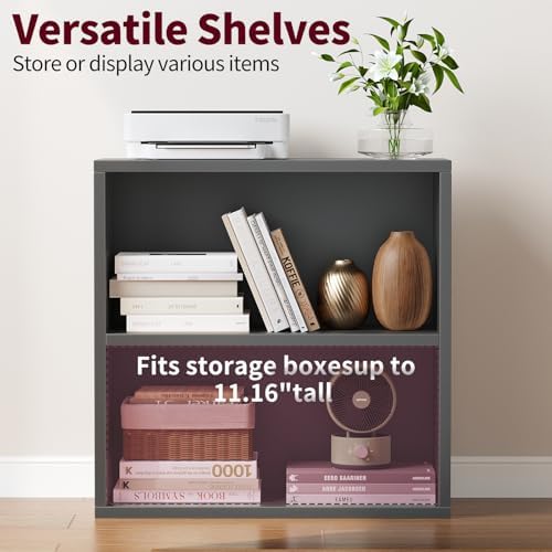 2-Tier Bookshelf Storage Shelves, 23.7 Inch Open Shelf Bookcase