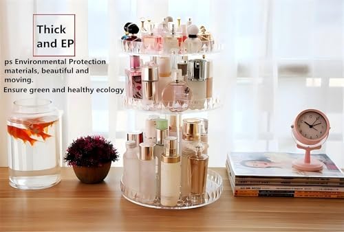 Diamond Pattern Three Layers Perfume Organizer, 360 Rotating Diamond Cosmetic Storage Box Transparent Acrylic Swivel She