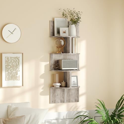 HOOBRO Corner Shelf Wall-Mounted, Set of 2 Floating Corner Shelves for Wall