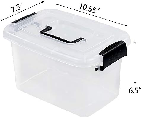 6 Pack 5.5 Quart Small Plastic Storage Container Box with Lids, Clear