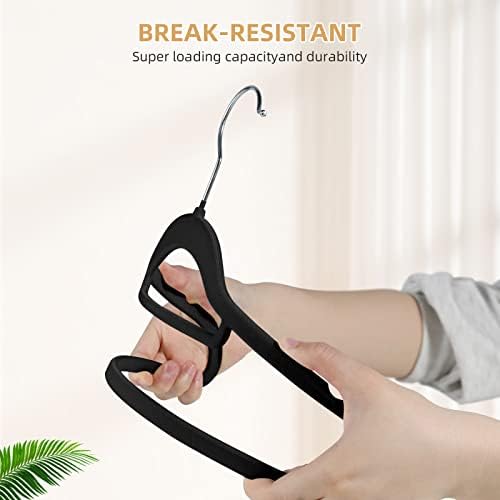 Velvet Non-Slip Hangers, Heavy-Duty Suit Hangers with 360° Swivel Hook for Space-Saving Storage - 20 Pack, Black