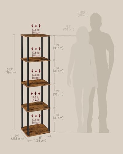 VASAGLE 5-Tier Shelf, Storage Shelves, Bookcase with Shelves, Living Room