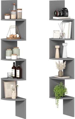 HOOBRO Corner Shelf Wall-Mounted, Set of 2 Floating Corner Shelves for Wall