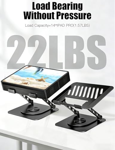 Adjustable Laptop Stand with 360 Rotating Base, Computer Stand for Laptop Ergonimic Foldable Laptop Riser for Desk Compa