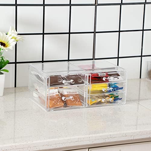 Cq acrylic 1 Pack Clear Desk Organizer With Drawers,Stackable 5 Drawers Skincare Organizer,Cute Skin Care Organizers for