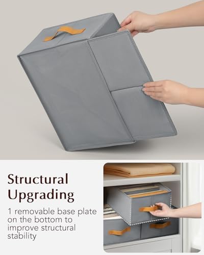 Homsorout Clothes Organizers and Storage - 4/5/7 Grids Fabric Jeans Organizer with Handles, Foldable Closet Organizers D