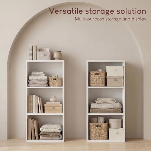 Vida Designs Oxford 3 Tier Cube Bookcase White Wooden Shelf Unit for Office Living Room Furniture