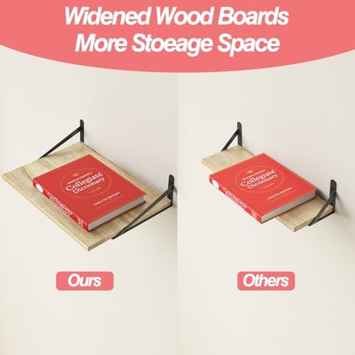 Fixwal 2pcs 11.8 in Deep Floating Shelves for Wall (Rustic Brown, 15.7" L)