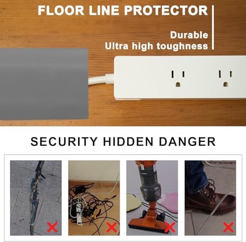 4Ft Floor Cord Cover Silicone Cable Protector Easy to Install Wire Organizer and Hider Ideal Extension Cord Cover for Ho