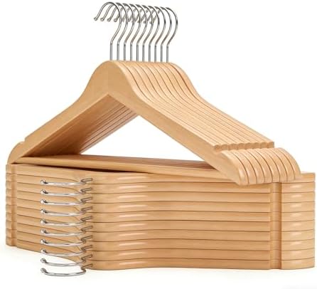 GRANNY SAYS Clothes Hangers for Closet, 20 Pack Wood Hangers, Heavy Duty Wooden Hangers for Coats, Suits, Pants, Natural