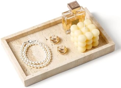 African Natural Marble Tray, 11.8"x7.8" Coffee Table Vanity/Decorative Tray for Jewerly, Watch, Perfume, Rectangle Genui